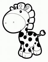 Giraffe Baby Cartoon Coloring Pages Cute Printable Clipart Drawing Cliparts Clip Giraffes Line Outline Comic Colouring Coloring4free Head Library Drawings sketch template