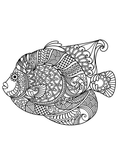 coloring pages  adults fish background
