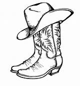 Coloring Pages Cowboy Hat Boots Kids sketch template