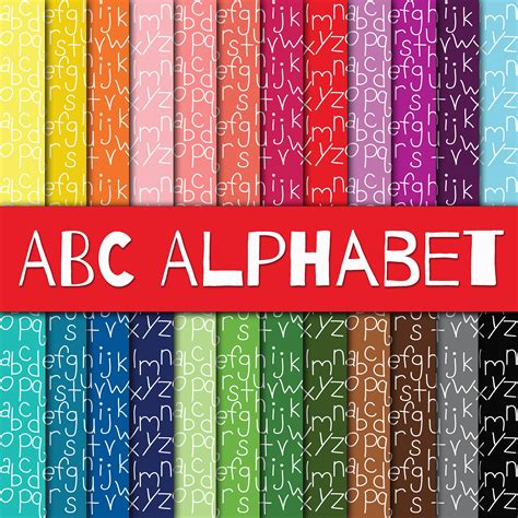 abc alphabet digital paper colorful alphabet letter etsy