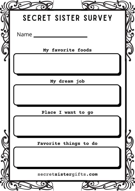 printable secret sister questionnaire