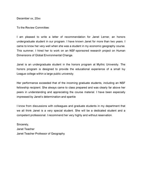 recommendation letter template  college    letter
