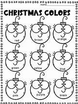 Christmas Color Worksheet Word Words Worksheets Preschool Kindergarten Coloring Kids Colors Choose Board sketch template