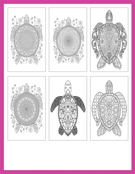 turtle mandala coloring pages turtle mandala adult coloring etsy
