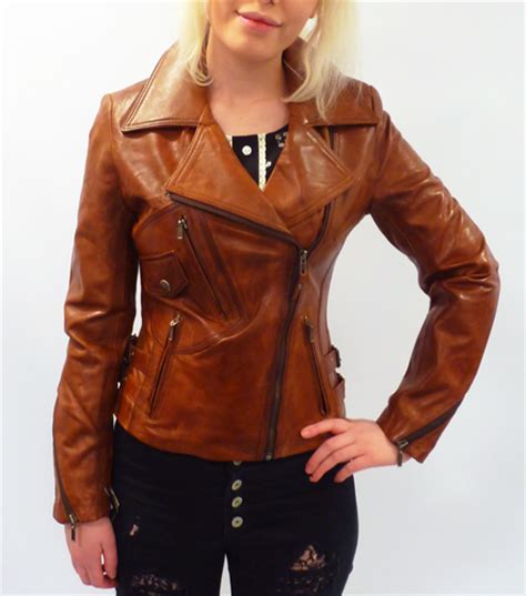 Rebecca Retro Seventies Indie Tan Short Leather Biker Jacket