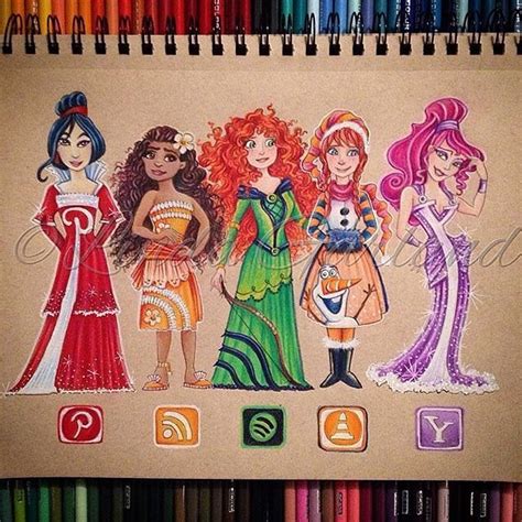 cool disney princesses as social media girls draw and write tegninger idéer til tegning og