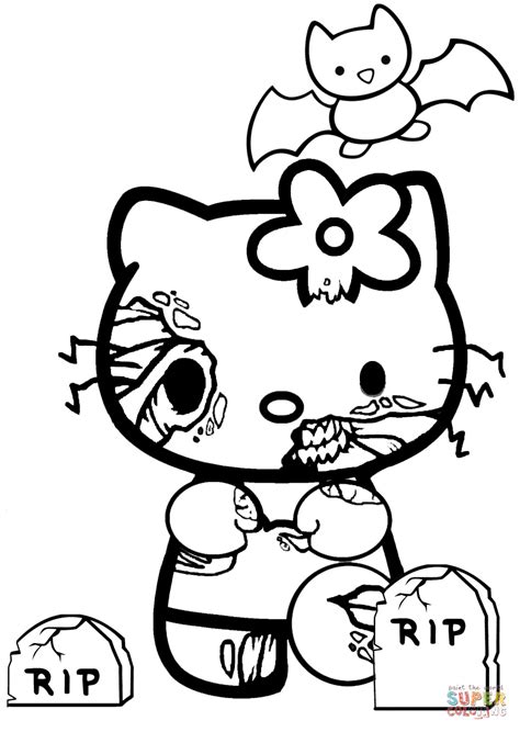 pete  cat coloring page  kitty zombie coloring page
