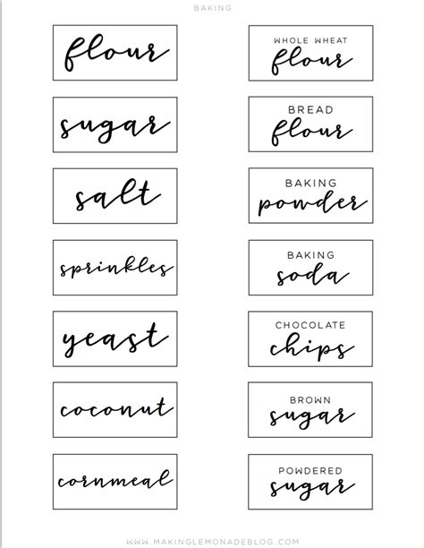 printable pantry labels  organize  kitchen making lemonade