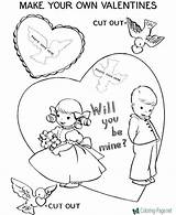 Valentine Coloring Pages Printable Cards Card Valentines Kids Crafts Color San Holiday Happy Sheets Heart Cut Colouring St Saint Children sketch template