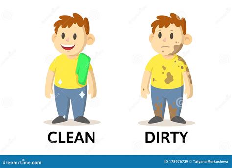 words dirty  clean vector illustration cartoondealercom