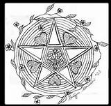 Coloring Pages Wiccan Wicca Pentagram Pentacle Drawing Pagan Drawings Printable Color Getcolorings Getdrawings Children Symbols Colouring Template Mandala sketch template