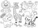 Animals Safari Clipart Dschungeltiere Zoo Ausmalbilder Ecosistema Animalitos Colouring Hilo Africanos Hojas Selva Rainforest Stamps sketch template