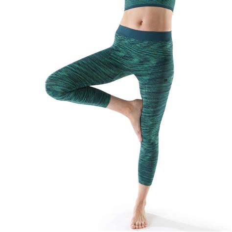 domyos seamless  yoga leggings mottled green decathlon