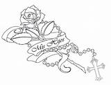Rosary Rose Tattoo Drawing Tattoos Coloring Kobe Drawings Flower Stencils Cross Beads Designs Pages Bryant Roseary Names Bead Banner Name sketch template