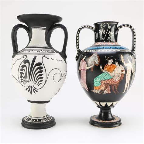 pair  handmade greek amphora vases ebth