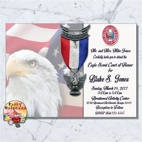 printable eagle scout invitation announcement etsy