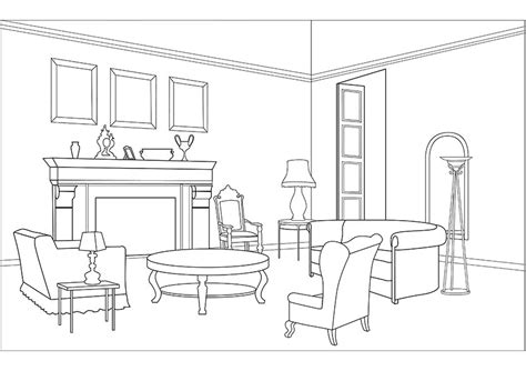 living room buildings  architecture  printable coloring pages