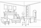 Room Living Drawing Coloring Clipart Colouring Pages Sketch Printable House Cliparts Color Interior Dining Activity Rooms Clip Table Line Bedrooms sketch template