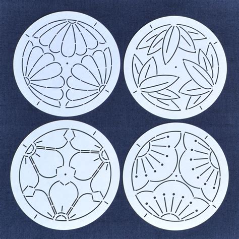 sashiko stencils set   classic designs  threaded needle