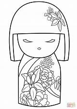 Coloring Pages Japanese Doll Kokeshi Dolls Kimmi Ornament Flower Drawing Printable Color China Getcolorings Book Asian Print Kimono sketch template