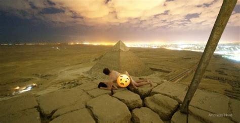 Couple Engaged In Adult Cuddle Atop The Great Pyramid Of Giza In