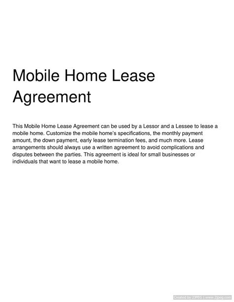 mobile home lease agreement