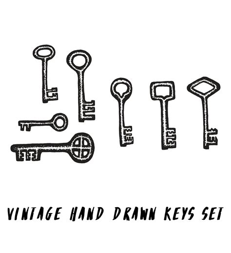 vintage hand drawn keys set free download