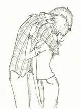 Couple Hugging Drawing Anime Sketches Drawings Easy Sketch Couples Cute Choose Board Coloring sketch template