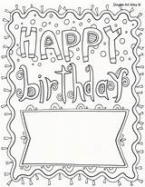 Birthday Pages Coloring Happy Doodle Alley Printable Colouring Template Cards Choose Board sketch template