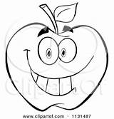 Apple Smiling Clipart Cartoon Mascot Outlined Vector Royalty Toon Hit Illustration Small Background Collc0037 sketch template