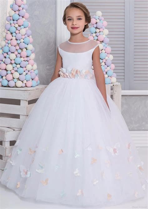 white  flower girl dresses  weddings ball gown lace arabic  girls pageant gown