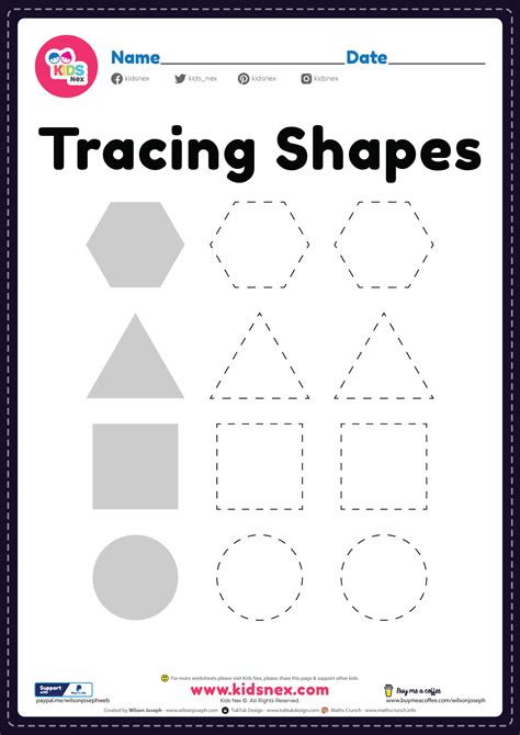 printable  worksheet  tracing shapes  preschool