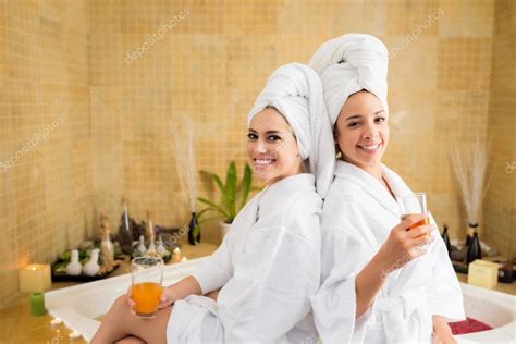 women enjoying spa day stock photo  cdragonimages