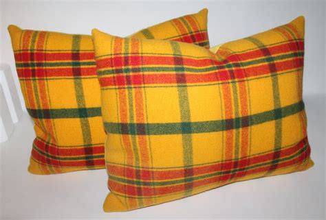 plaid pendleton wool blanket pillows pair for sale at 1stdibs