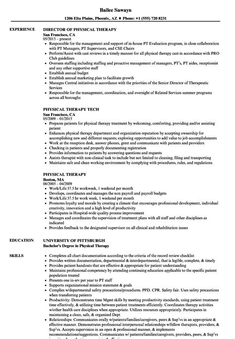 physical therapy resume sample mryn ism