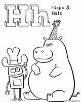 Coloring 6edf Hippo Alphabet Hats Pages Printable sketch template