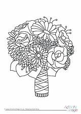 Colouring Coloring Wedding Bouquet Pages Kids Flower Printable Book Children Bridal Bride Adult Print Getdrawings Activities Printables Activityvillage Mother Choose sketch template