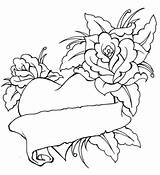 Coloring Pages Heart Printable Flowers Card sketch template