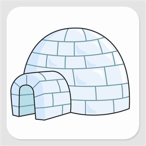 cartoon igloo square sticker zazzlecom   snowman crafts