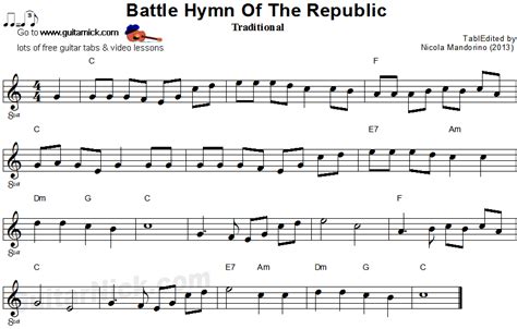 battle hymn   republic easy guitar lesson guitarnickcom