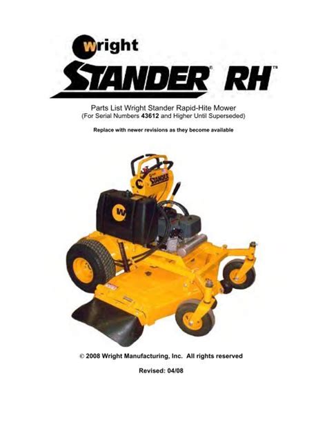 parts list wright stander rapid hite mower