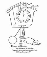 Hickory Dickory Dock Coloring Goose Nursery Mother Rhymes Pages Rhyme Bluebonkers Printable Time Sheets Clip Clipart Printables Twinkle Children Poems sketch template