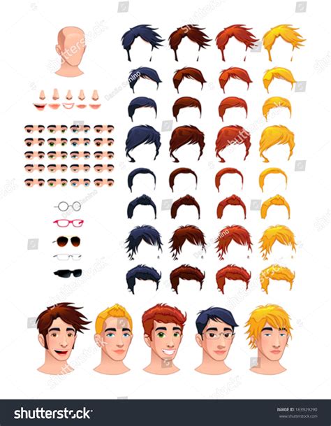 Fashion Male Avatars 8 Hairstyles 5 Stock Vector 163929290 Shutterstock