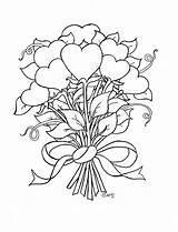 Flower Coloring Pages Hearts Heart Rose Printable Roses Color Print Sheets Valentines Choose Board sketch template