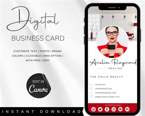 modern digital business card template custom digital business card  realtor virtual business