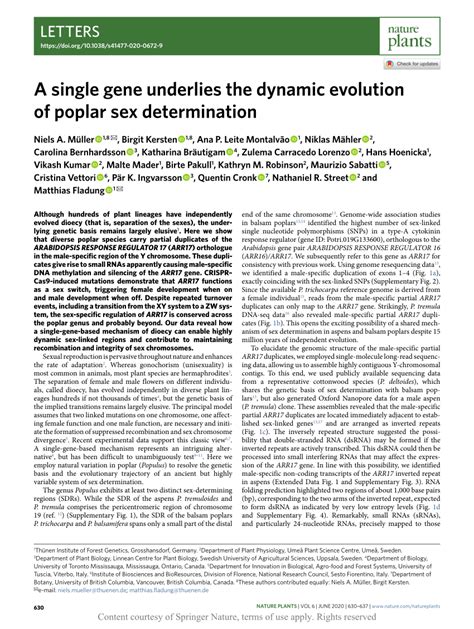 A Single Gene Underlies The Dynamic Evolution Of Poplar