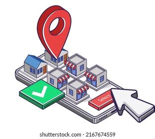 selecting store location map app stock vector royalty   shutterstock