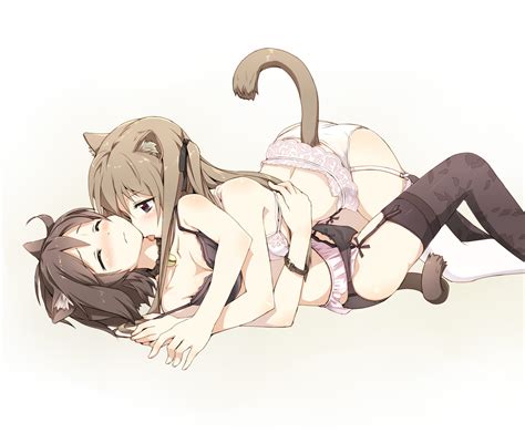 Cat Girls Neko Garter Stockings Kissing Licking Hentai