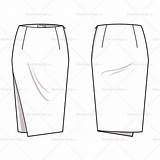 Skirt Sketch Fashion Pencil Template Women Flat Drawing Templates Asymmetrical Sketches Skirts Flats Illustrator Adobe Zipper Side Invisible Seam Drawings sketch template
