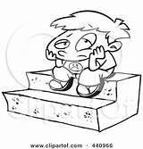Bored Cartoon Boy Sitting Outline Steps Clip Illustration Clipart Royalty Toonaday Rf Leishman Ron sketch template